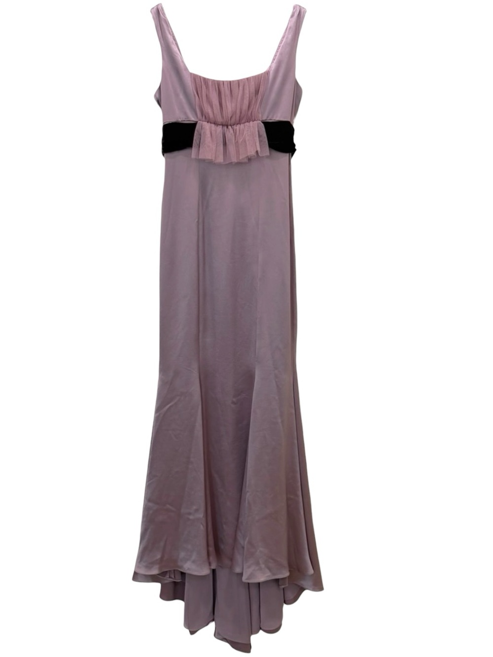 Vera Wang Lavender Silk Chiffon Mermaid Evening Gown Velvet Sash Formal Dress - Picture 9 of 11
